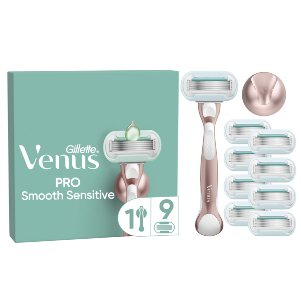 Venus Deluxe Smooth Sensitive Rosegold, 9 blades + handle