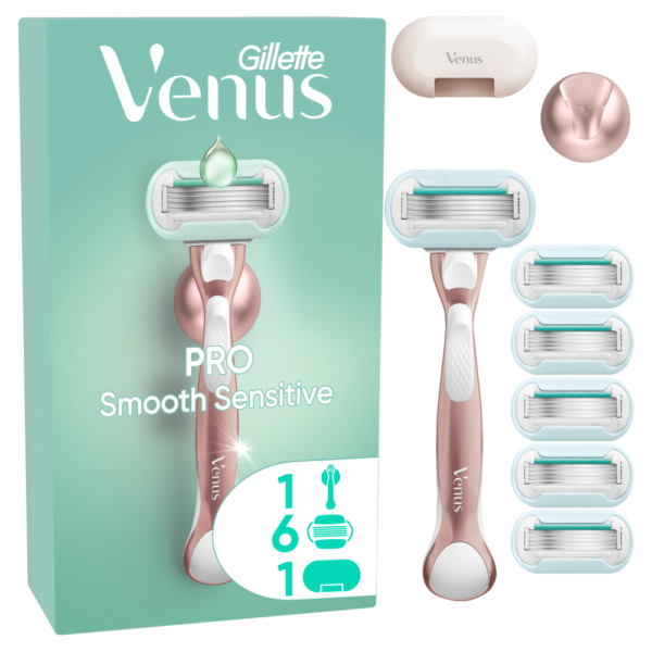 Venus Smooth Sensitive, 6 blades + handle + hook + cover