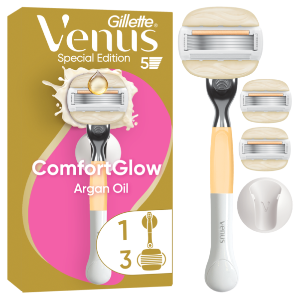 Venus ComfortGlow Argan Oil, 3ct + handle + hook