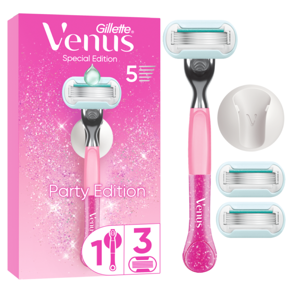 Venus Glitter Party Edition, 3 blades + handle + hook