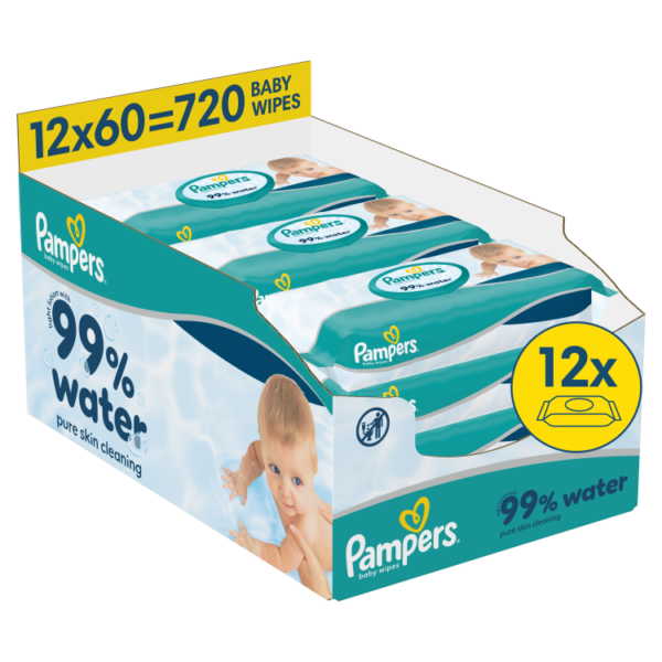 Pampers Wipes Aqua, 12 packs, 720 wipes