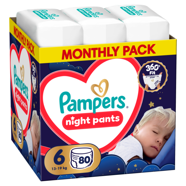 Pampers Pants Night Monthly Pack Size 6, 80ct