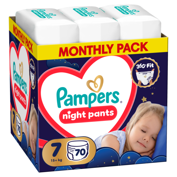 Pampers Pants Night Monthly Pack Size 7, 70ct