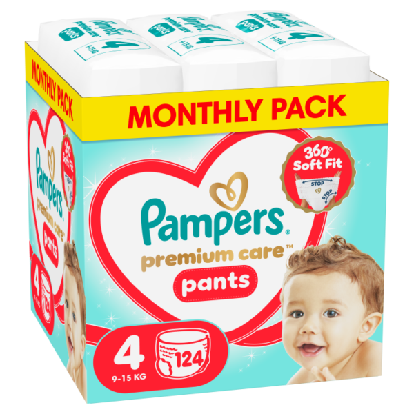 Pampers Premium Pants Monthly Size 4, 124ct