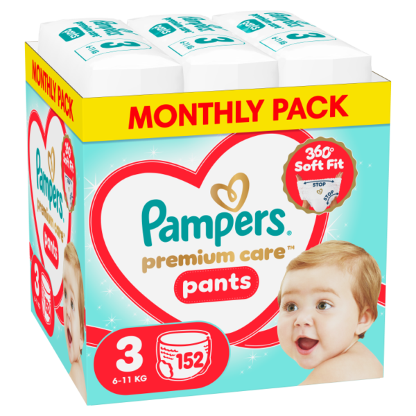 Pampers Premium Pants Monthly Size 3, 152ct