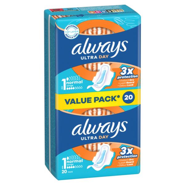 Always Ultra Thin Pads Regular Wing Light S1, 20CT