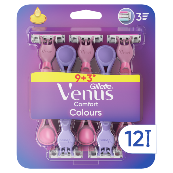 Gillette Venus Comfort Colours Disposable Razors, 12 ct